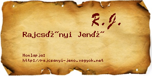 Rajcsányi Jenő névjegykártya